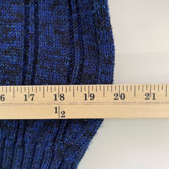 Vintage 1980s Crewneck Sweater Blue Metallic Wool Blend Pullover Oversized - Picture 7 of 9